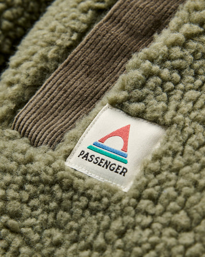 Tawny Recycled Deep-Pile Sherpa Fleece - Dusty Olive - Flatlay