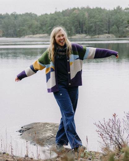 Scenic Recycled Knitted Cardigan - Scenic Deep Plum - Lifestyle