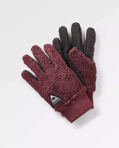 Snowfall 2.0 Recycled Sherpa Gloves - Wine - Flatlay