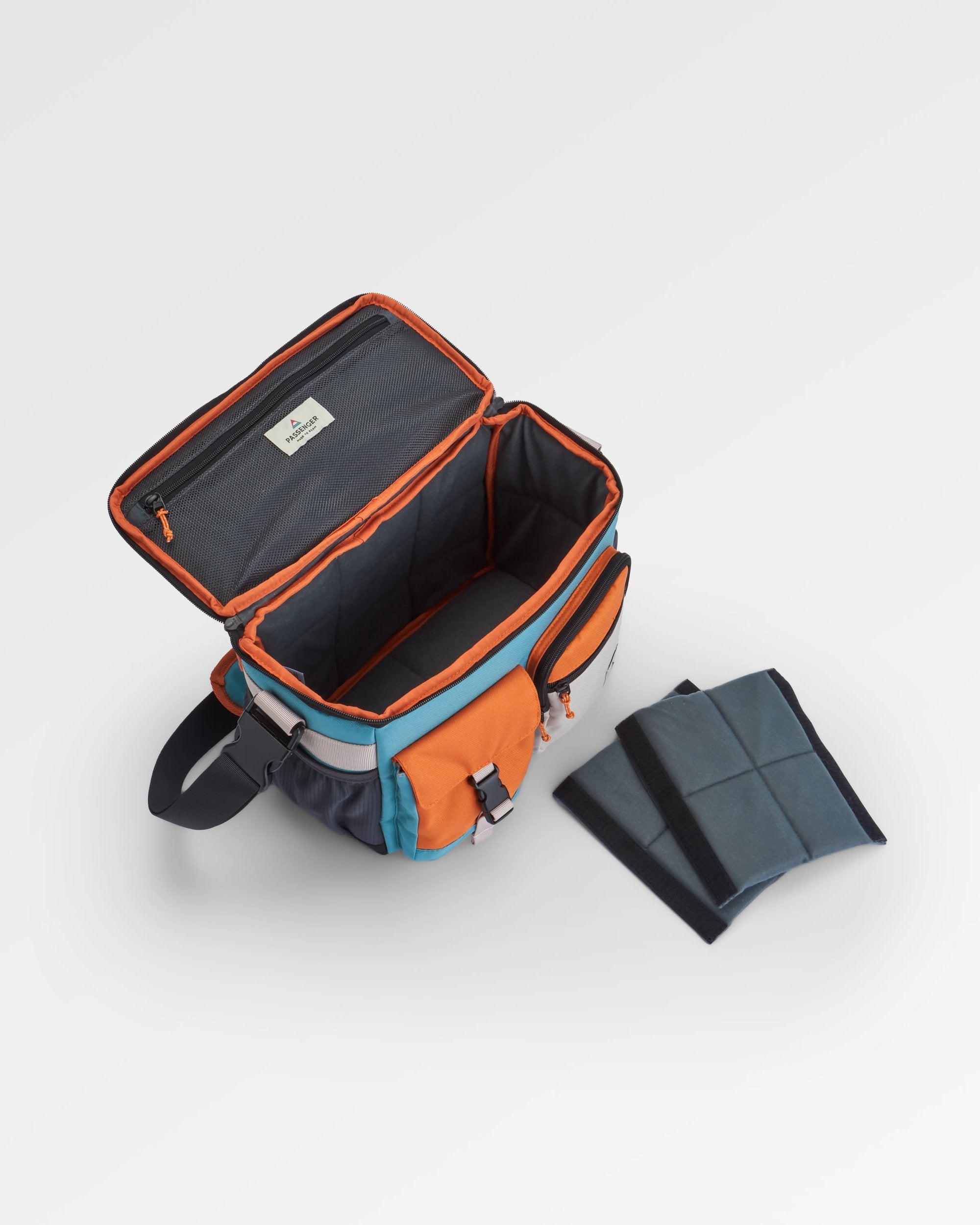 Boondocker Recycled Camera Bag - Arctic/Retro Orange - Flatlay
