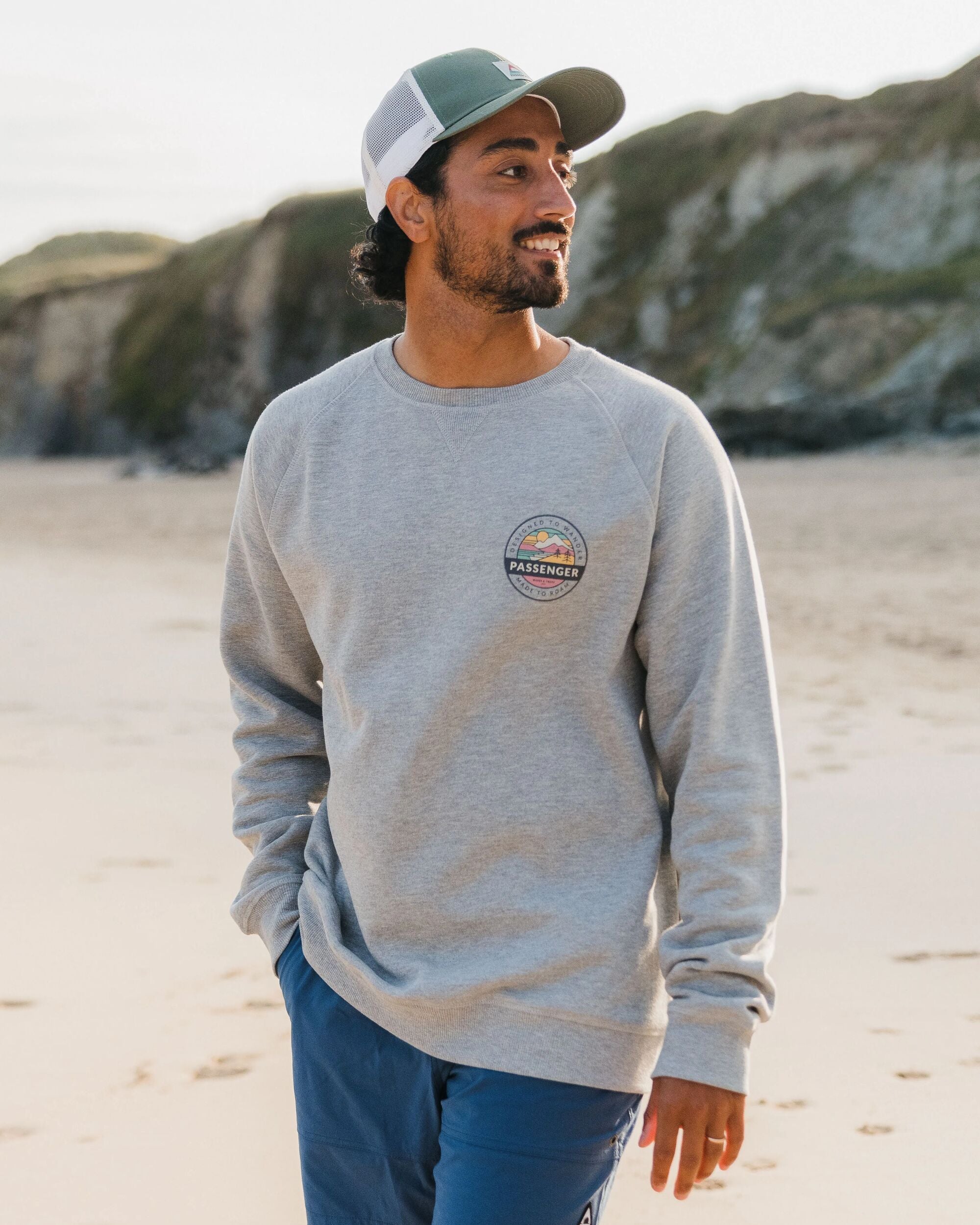 Odyssey Organic Cotton Sweatshirt - Mid Grey Marl - Lifestyle