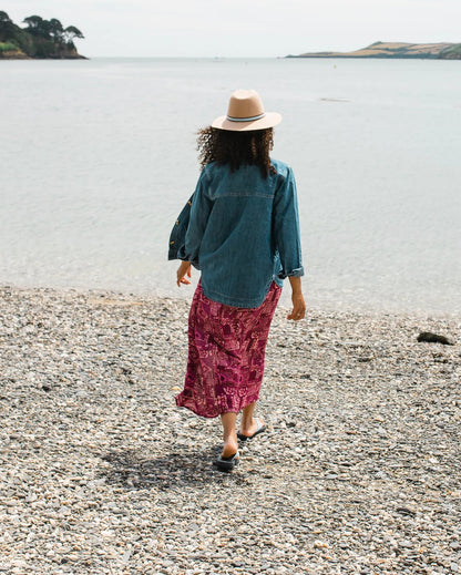 Hannah Skirt - Vintage Patchwork Wine - Lifestyle