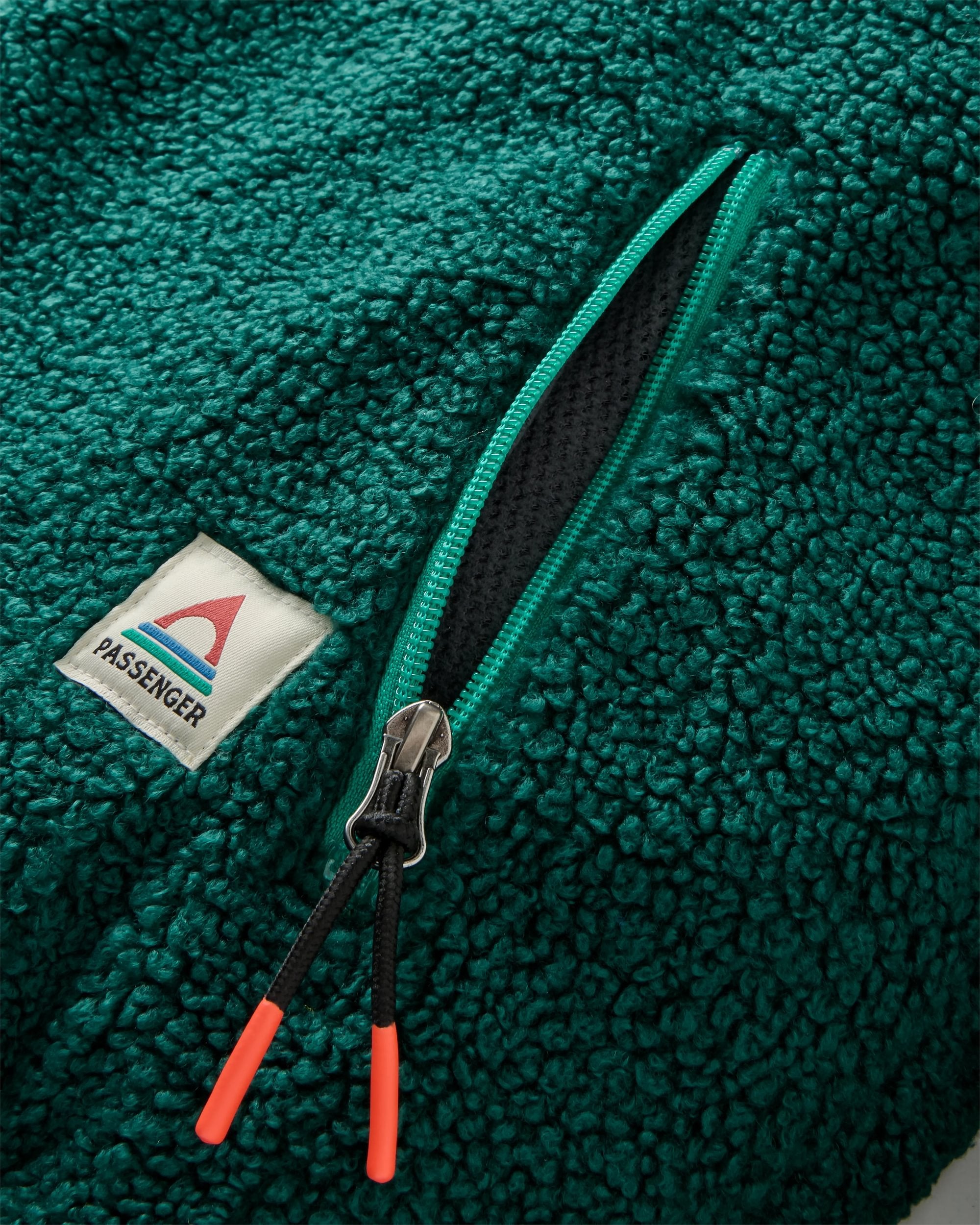 Joy Full Zip Hooded Sherpa Fleece - Greenlake/Rain Forest - Flatlay