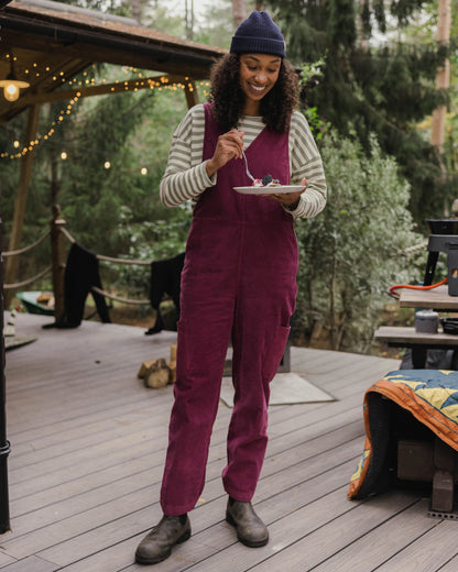 Refuel Organic Cotton Cord Dungarees - Fig - Lifestyle