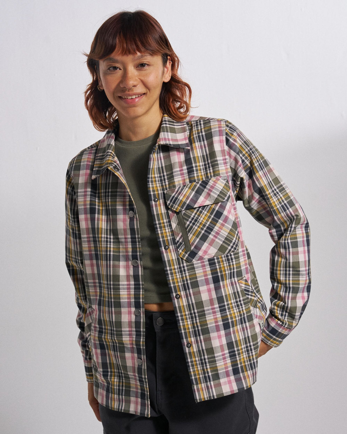Mistline Overshirt - White Sand Multi Check - Studio Model
