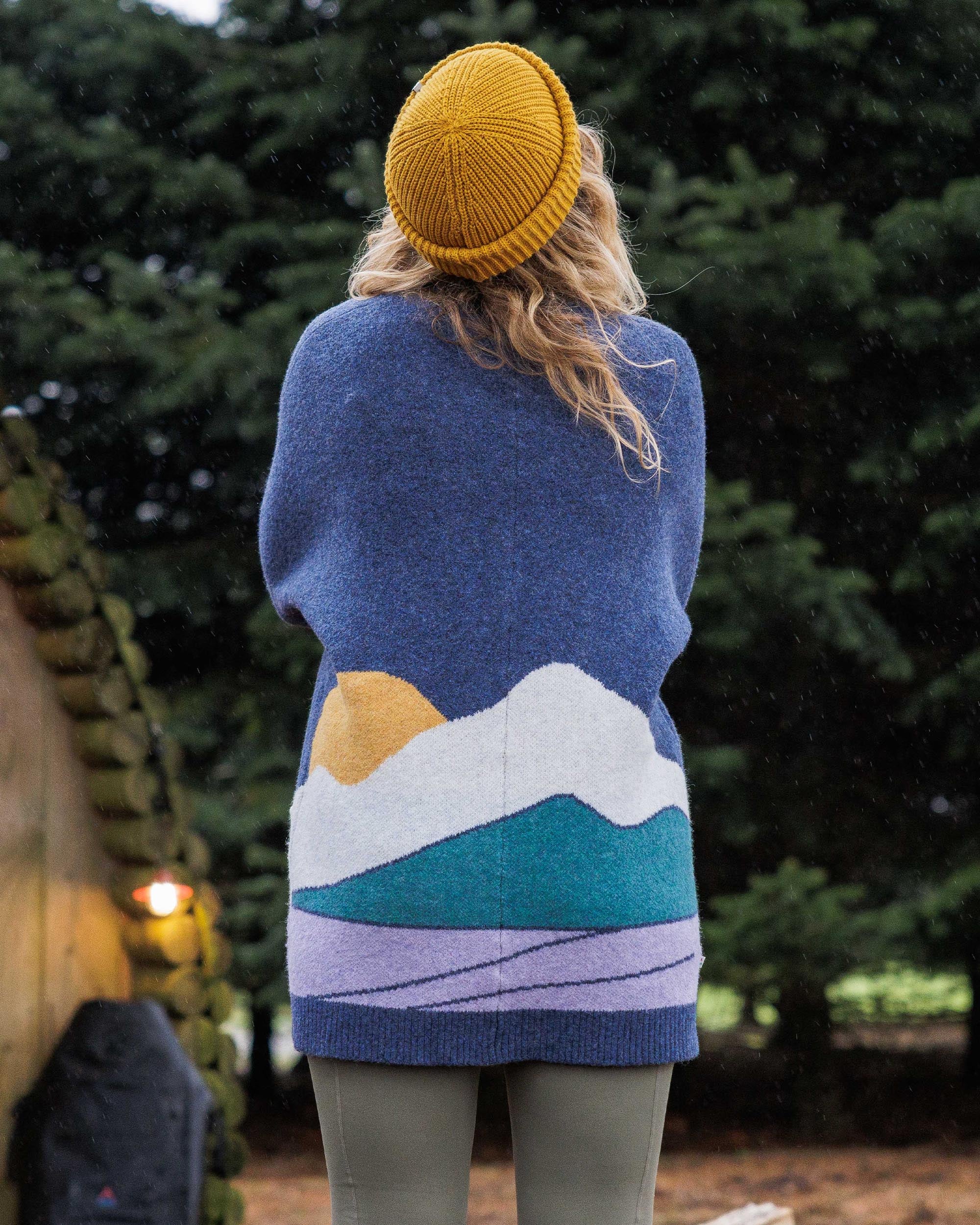 Vista Recycled Knitted Cardigan - Dark Denim - Lifestyle