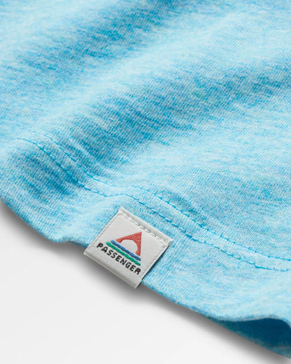 Poinsettia Organic Cotton T-Shirt - Soft Blue Pool Marl - Flatlay