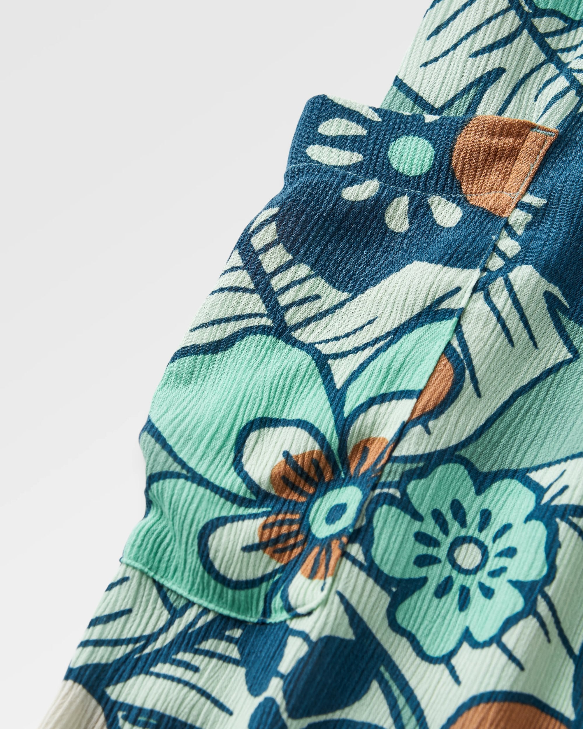 Thimbleberry Jumpsuit - Vintage Floral Aqua - Flatlay