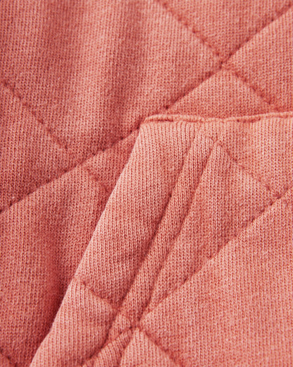 Getaway Recycled Quilted Full Zip Hoodie - Burnt Orange - Flatlay