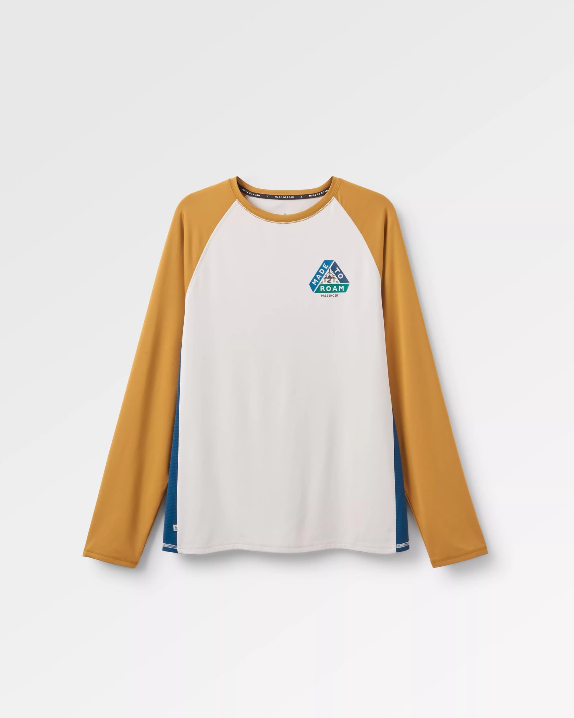 Range Recycled Active LS T-shirt - Dusty Ochre/ Vintage White - Flatlay