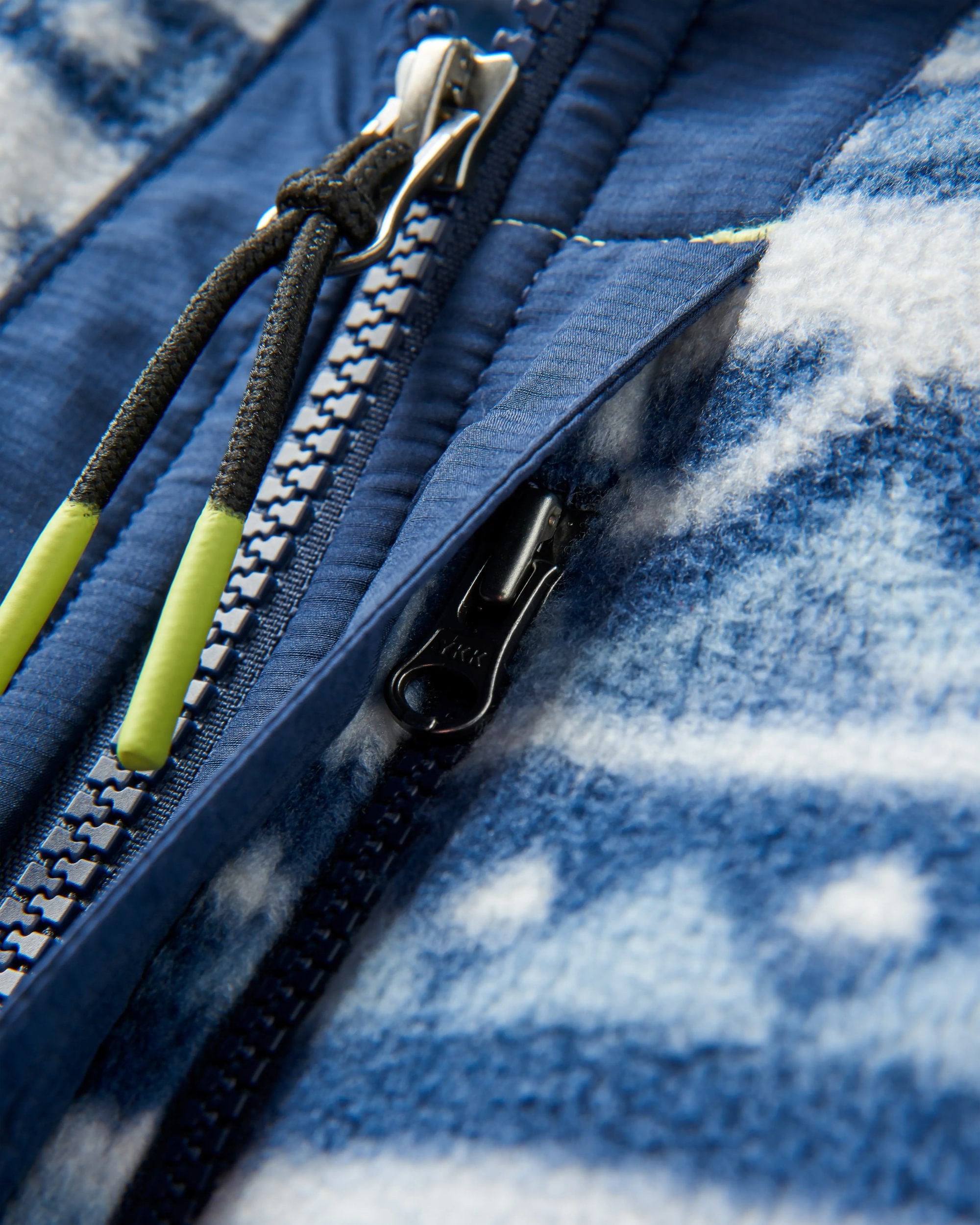 Ebb Recycled Polar Fleece - Mountain Geo Grey Blue - Flatlay