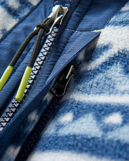 Ebb Recycled Polar Fleece - Mountain Geo Grey Blue - Flatlay