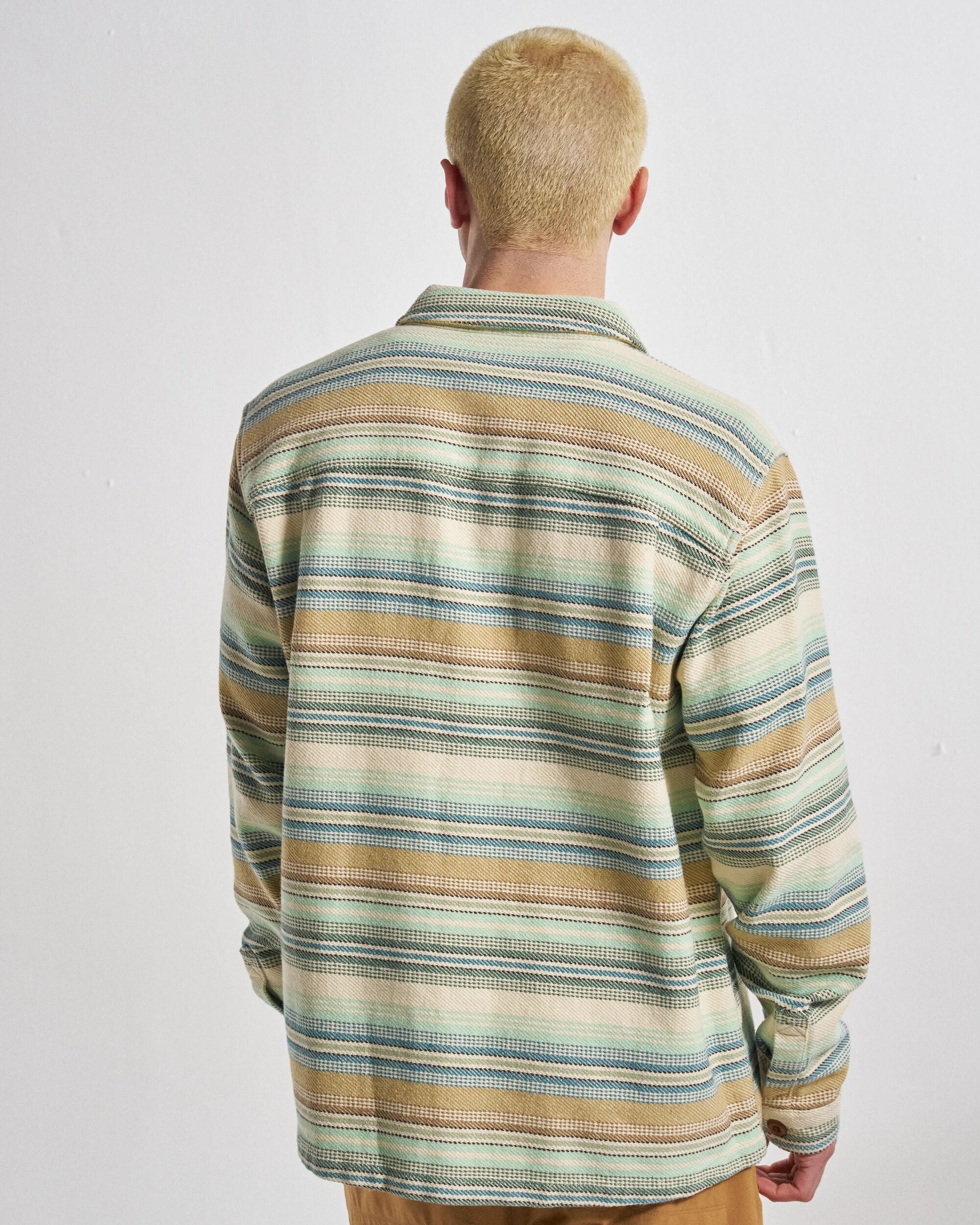 Island Twill Shirt - Caramel Beach Stripe - Studio Model