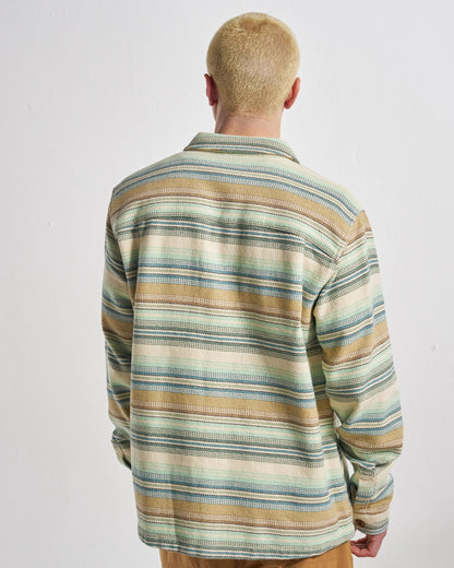 Island Twill Shirt - Caramel Beach Stripe - Studio Model