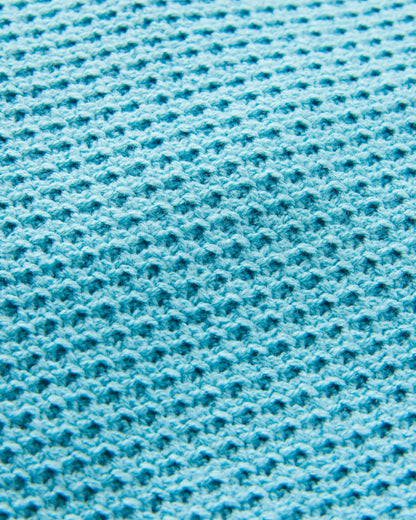 Cove Organic Cotton Knitted Hoodie - Retro Blue  - Flatlay