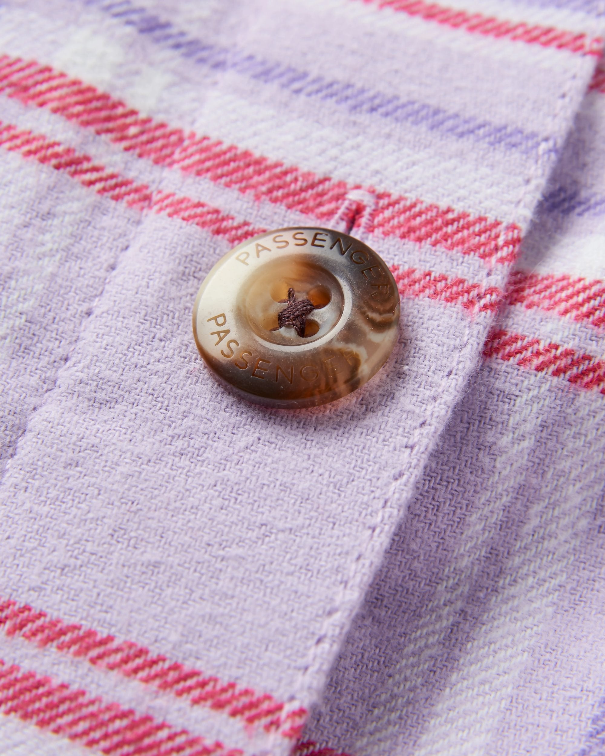 Stella Organic Cotton LS Shirt - Retro Purple Check - Flatlay