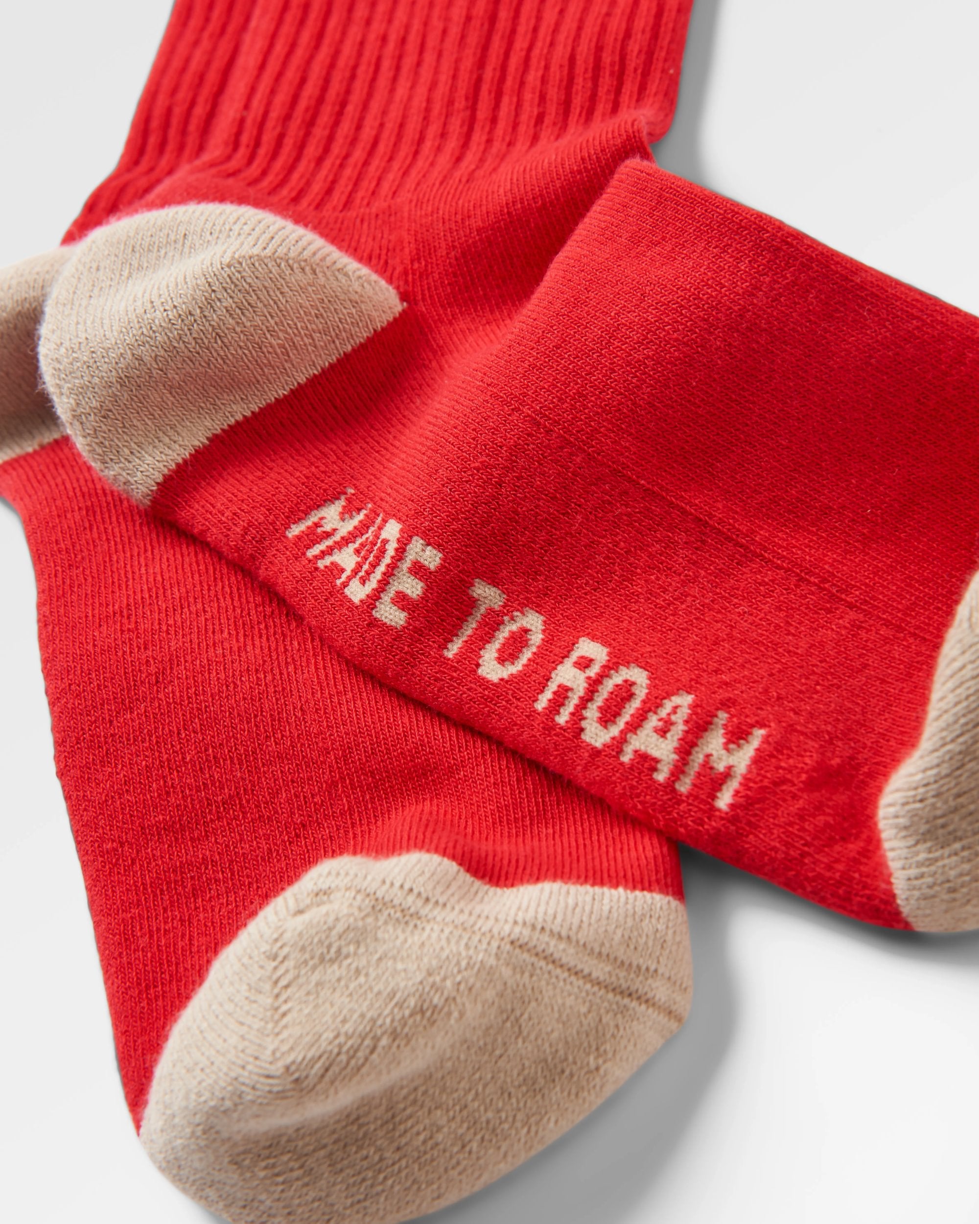 Rambler Organic Mid-weight Crew Socks - Red Ochre - Flatlay