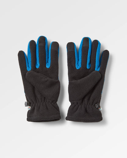 Daytrip Recycled Polar Fleece Touch Screen Gloves - Black/Tidal Blue - Flatlay