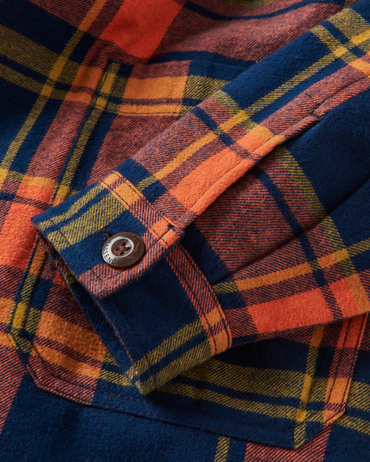 Flint Organic Cotton Overshirt - Rich Navy/Burnt Orange - Flatlay