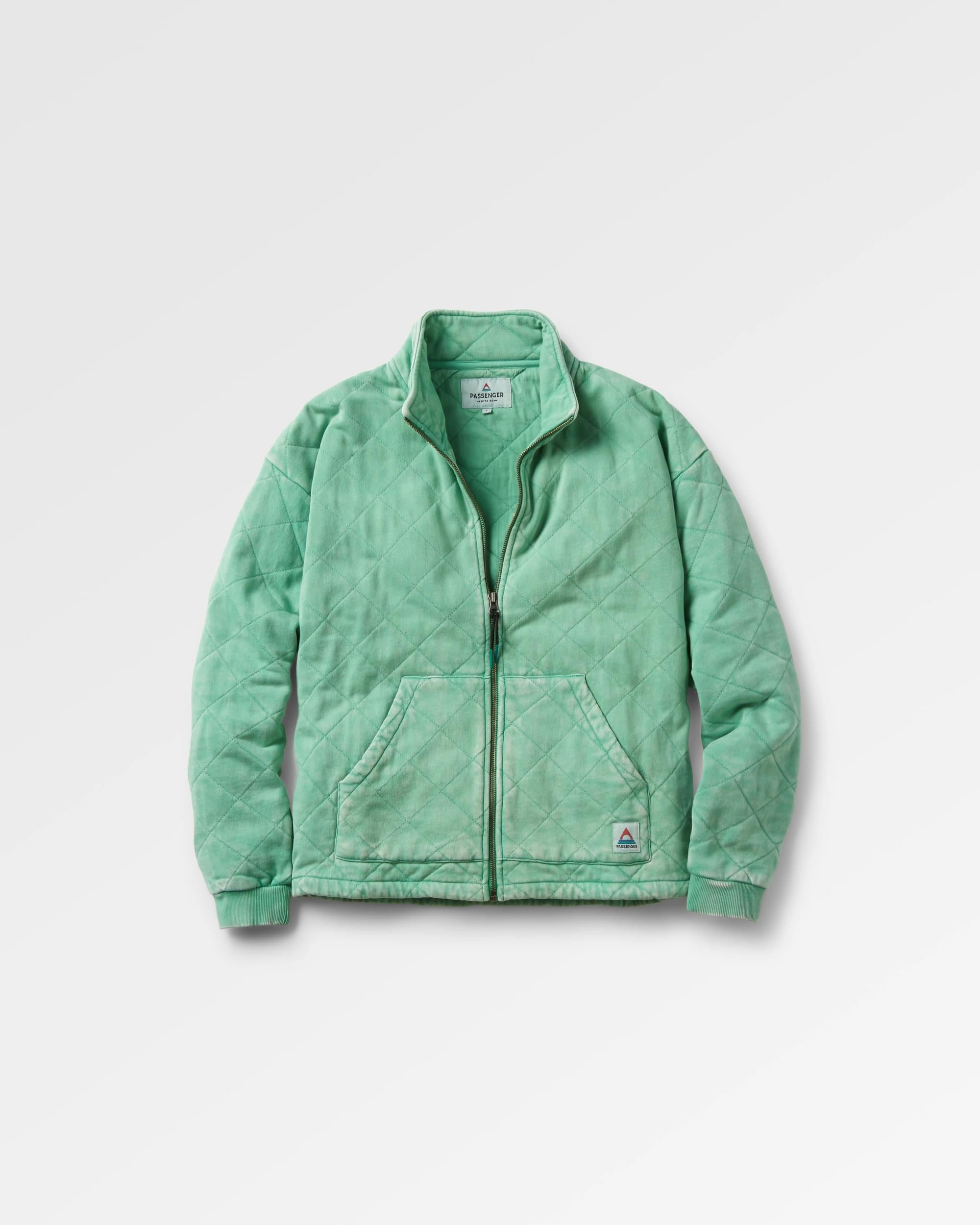 Clementine Quilted Zip-Through - Green Spruce - Flatlay
