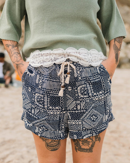 Santosa Woven Short - Vintage Patchwork Navy - Lifestyle