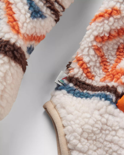 Beaumont Recycled Sherpa Hooded Fleece - Homespun Stripe Sunrise Orange - Flatlay