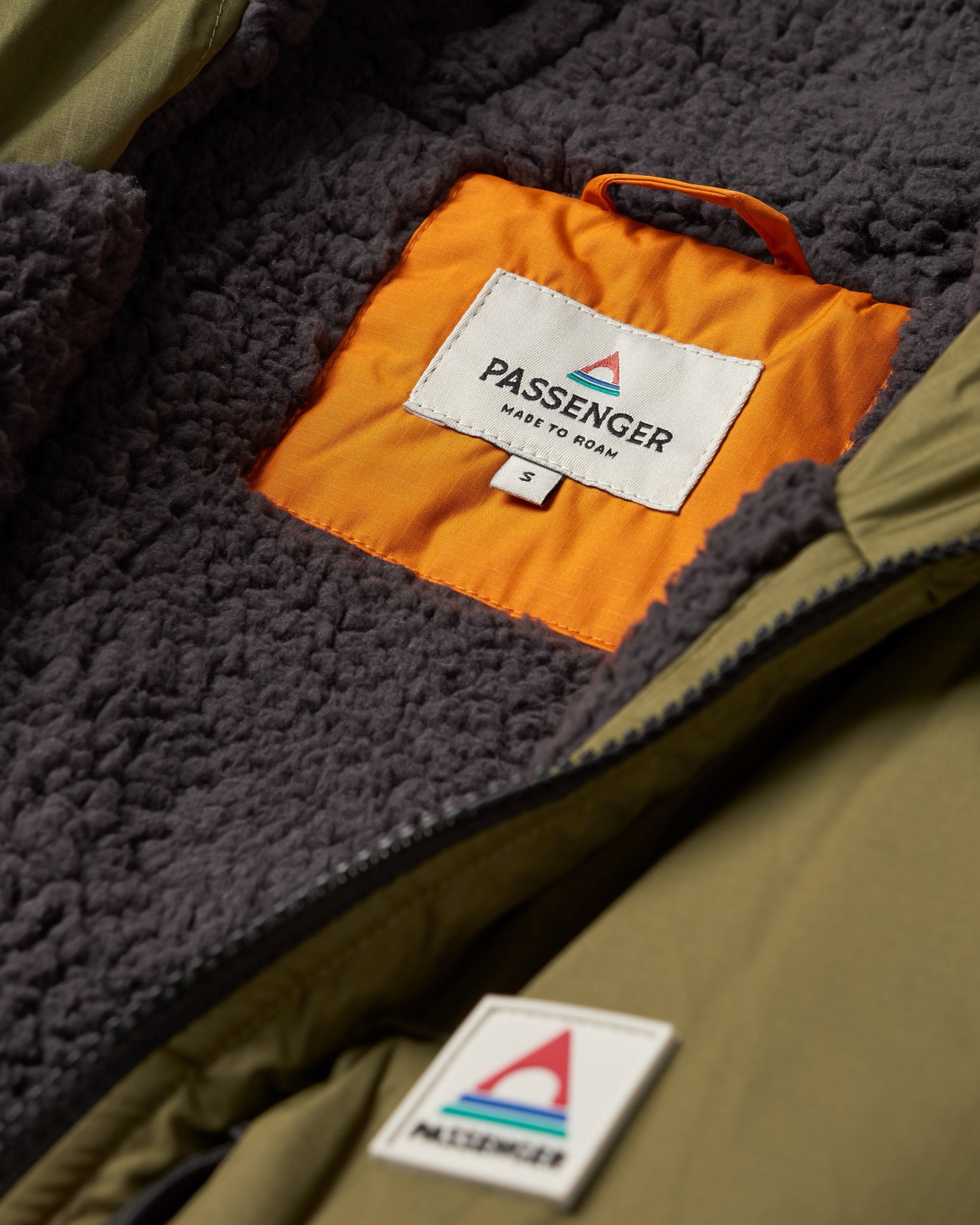 Waves Recycled Sherpa Lined Changing Robe - Khaki - Flatlay