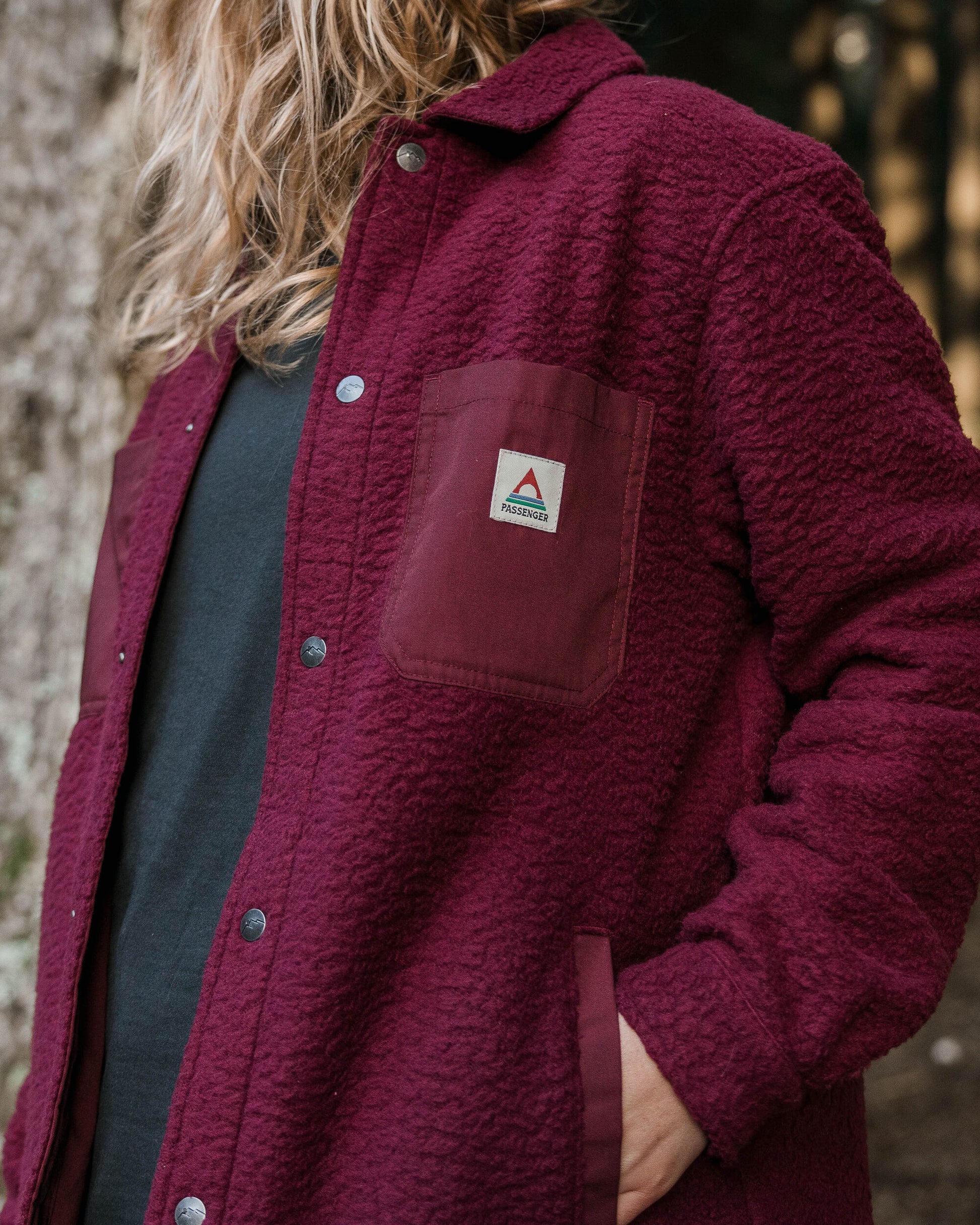 Rappel Recycled Sherpa Oversized Shirt - Wine