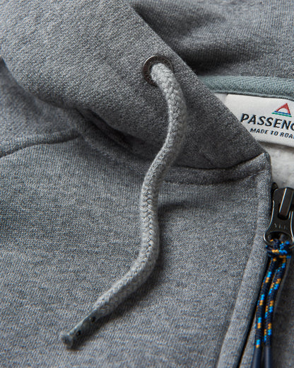 Heritage Full Zip Recycled Cotton Hoodie - Dark Grey Marl - Flatlay