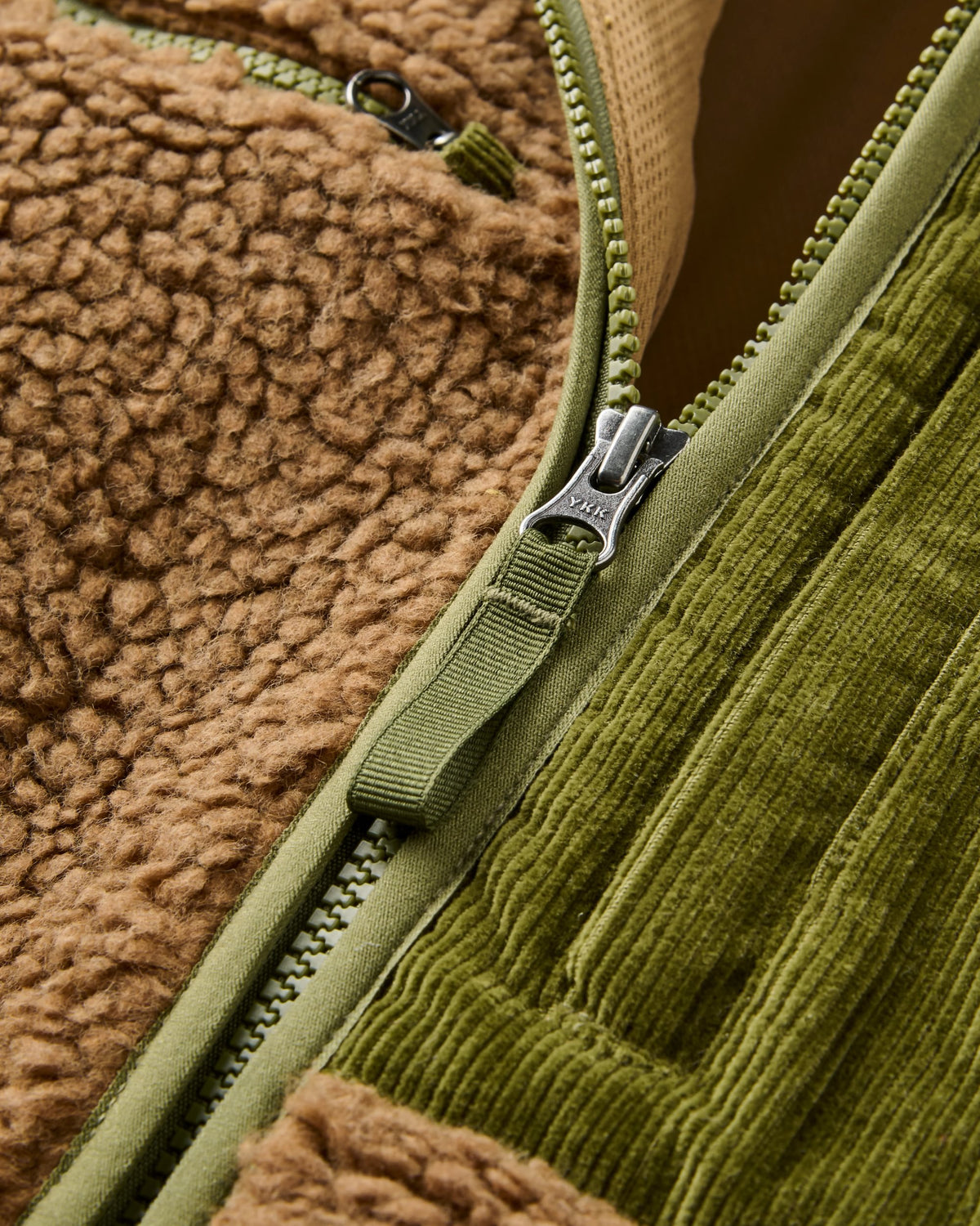 Trekker Hooded Deep Pile Sherpa Jacket - Caramel - Flatlay