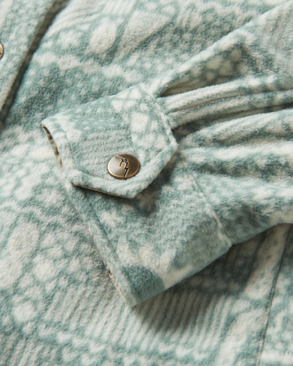 East Recycled Polar Fleece Shirt - Vintage Patchwork Pistachio - Flatlay