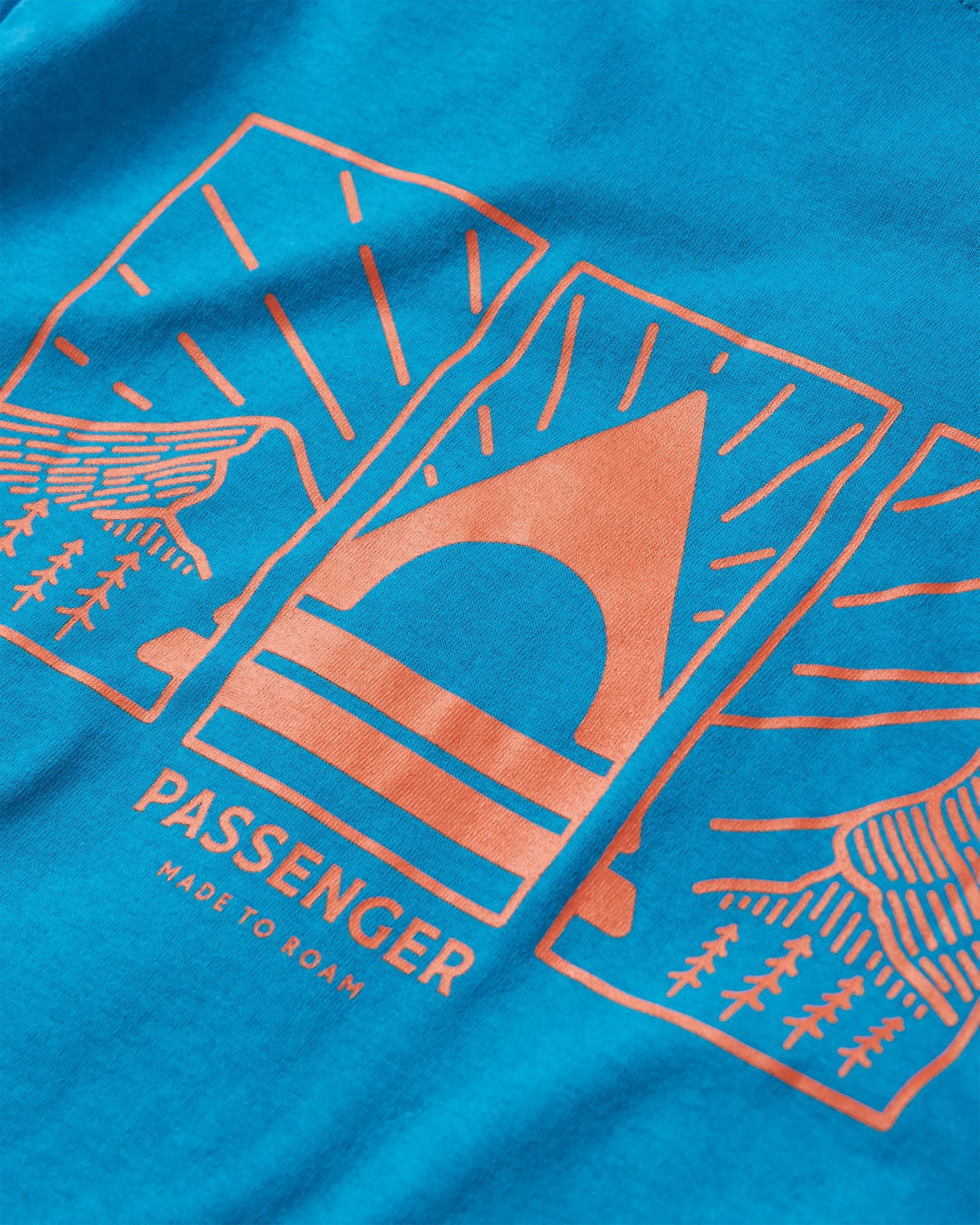 Maverick Recycled Cotton T-Shirt - Blue Pool - Flatlay