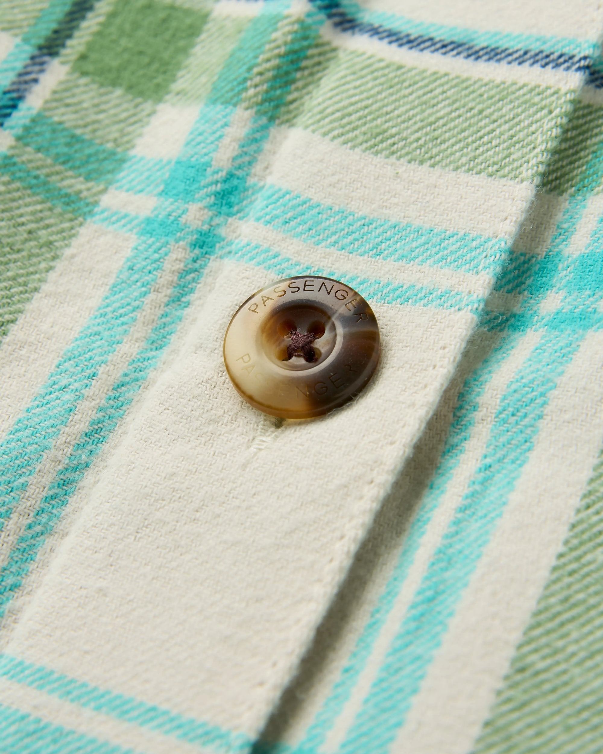 Stella Organic Cotton LS Shirt - Vintage White/Stem Green Check - Flatlay