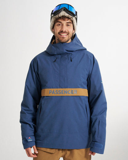 Snowscape Men's Recycled Anorak - Dark Denim - Studio Model