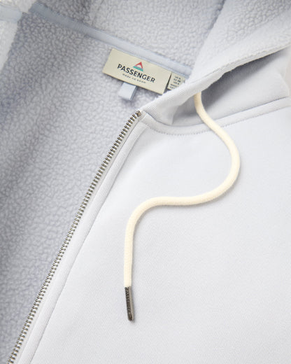 Campout Full Zip Fleece Hoodie - Light Grey - Flatlay