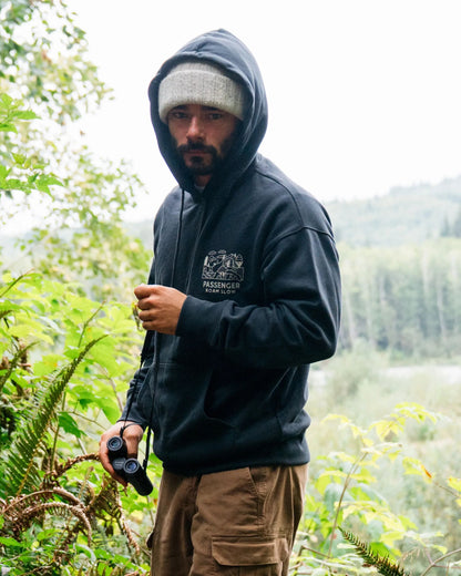 Roam Slow Men's Recycled Cotton Hoodie - Black - Lifestyle