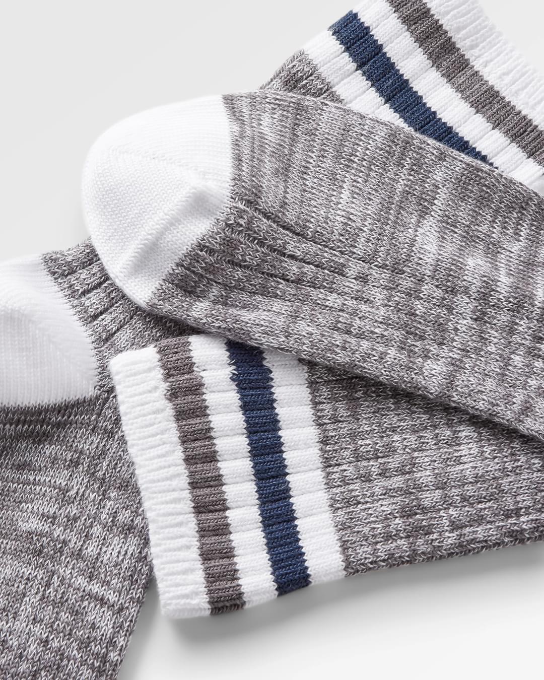Organic Mid-weight Rib Socks - Grey Marl - Flatlay