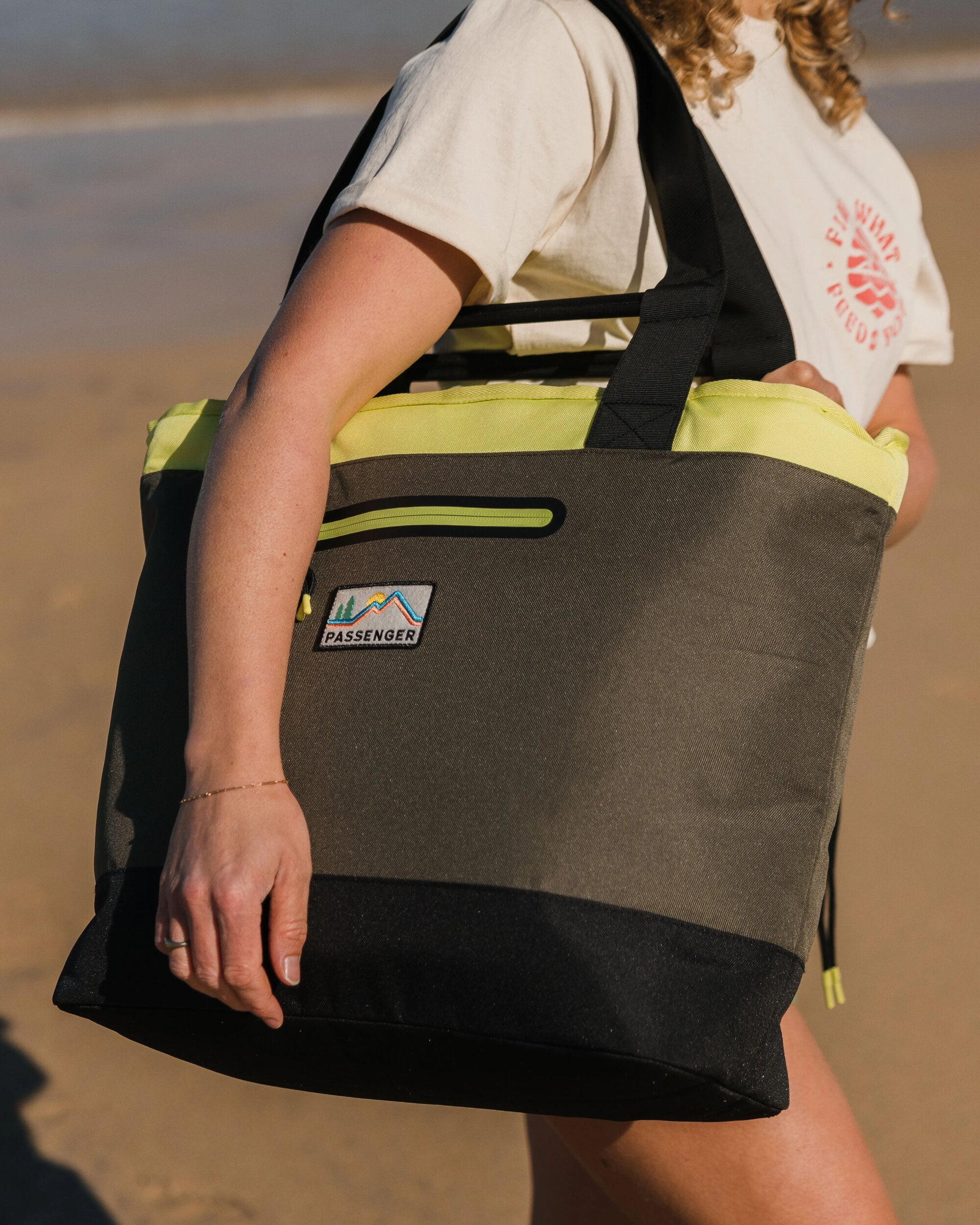 Tote Recycled Cooler Bag - Khaki Multi - Lifestyle - Female