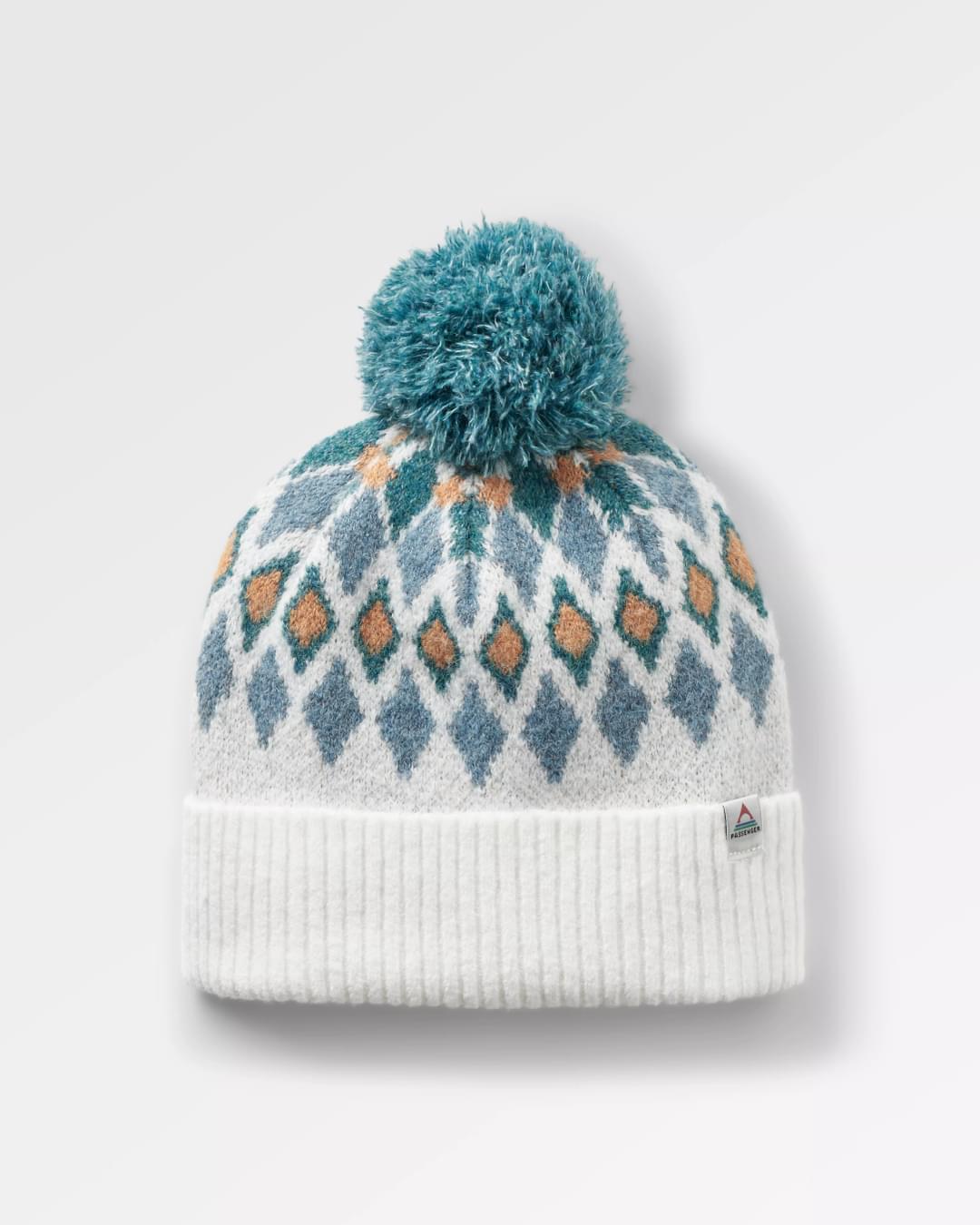 Snowdrop Recycled Bobble Hat - Vintage White - Flatlay