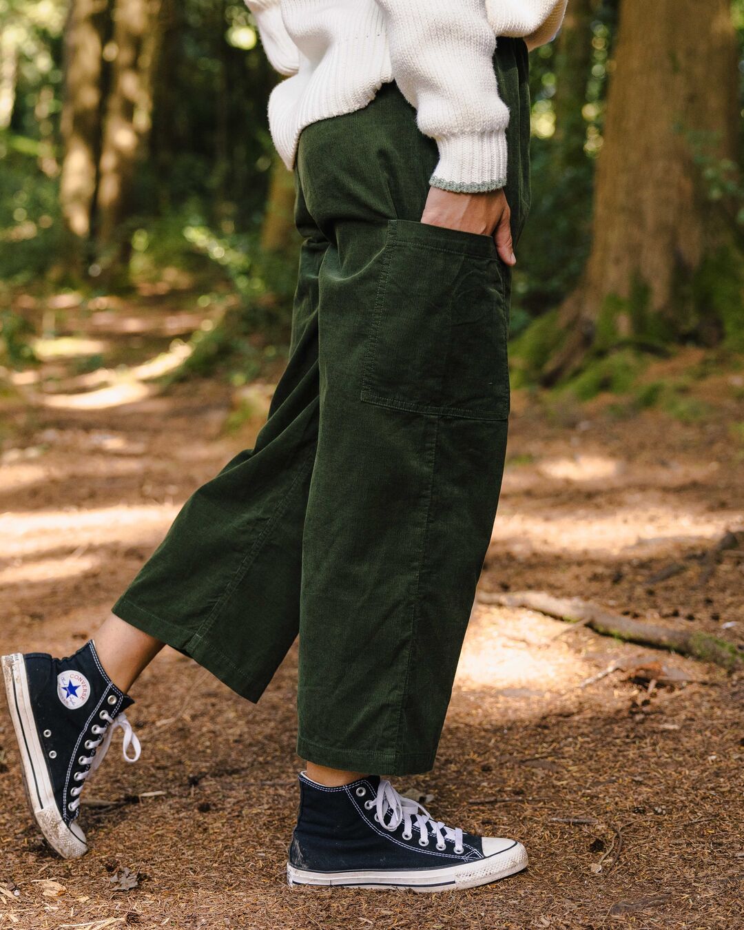 Someday Organic Cotton Corduroy Cropped Trouser Fir Tree – Passenger