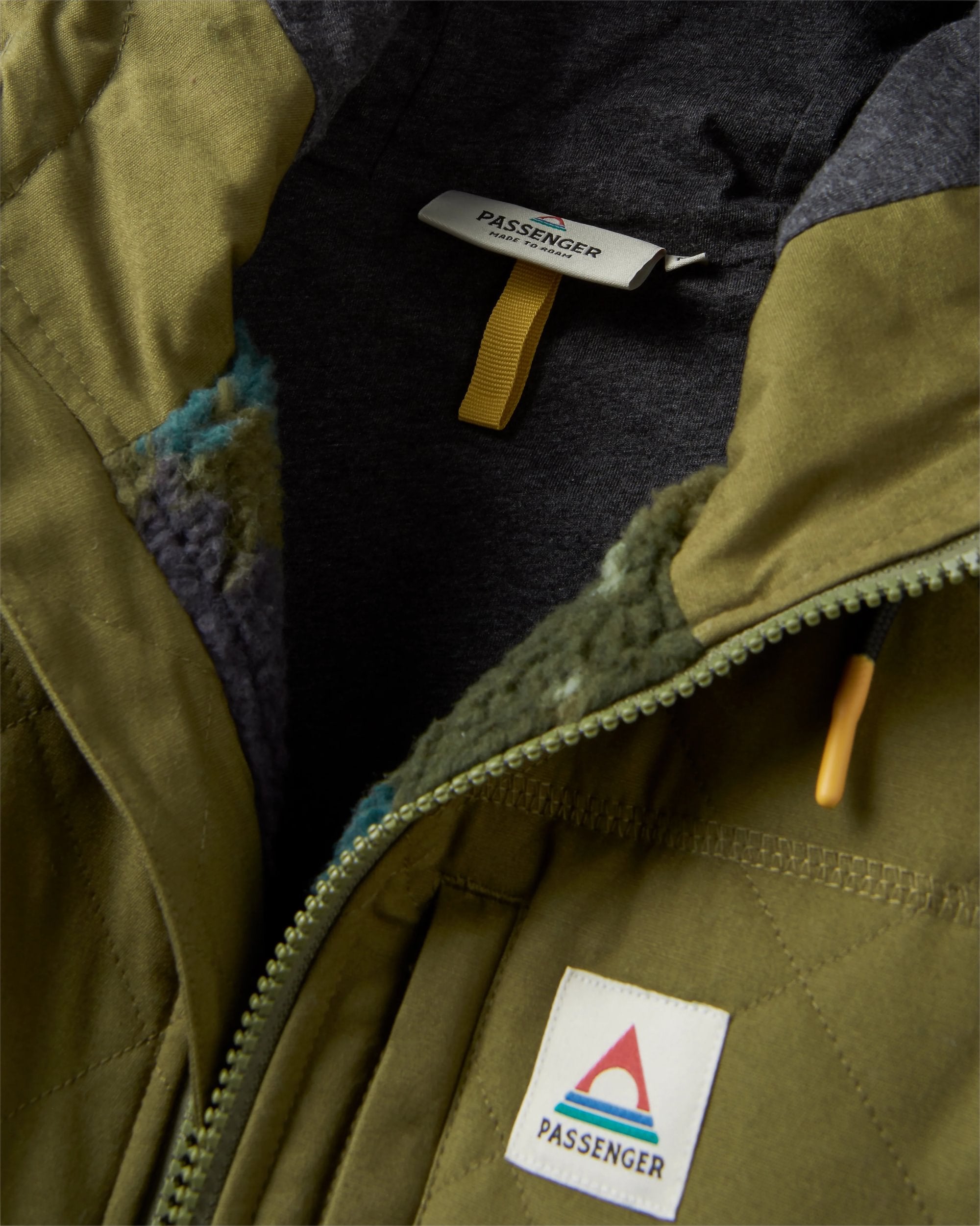 Adventure 2.0 Recycled Deep-Pile Sherpa Fleece - Alpine Camo Khaki - Flatlay