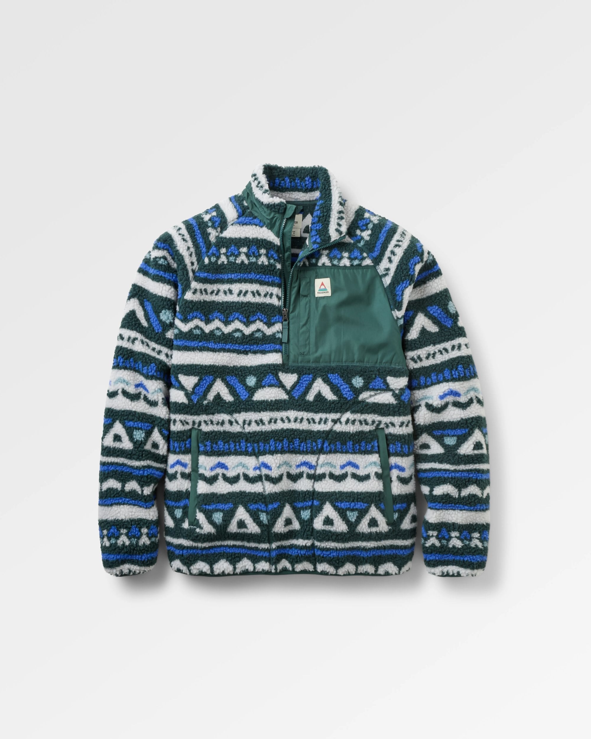 Offroad Recycled Sherpa 1/2 Zip Fleece Geo Tracks Dark Fern/Birch ...