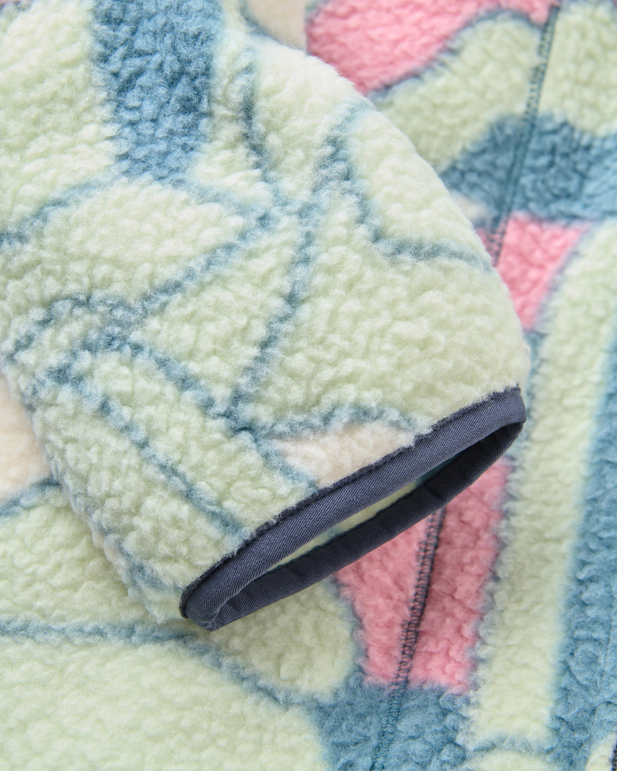 Home Full Zip Sherpa Fleece - Slower Rhythms Stormy Blue - Flatlay