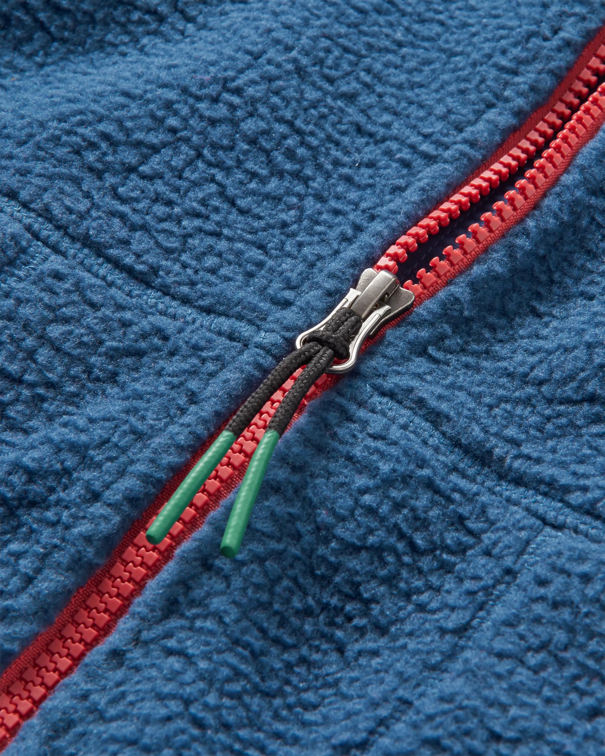 North Coast Full Zip Recycled Sherpa Fleece - Dark Denim - Flatlay