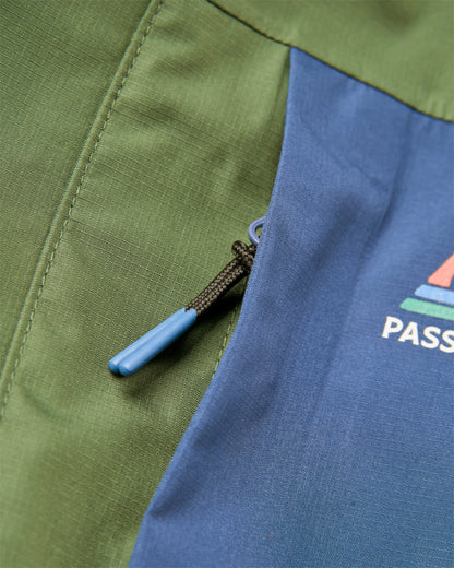 Trailscape Men's Recycled Waterproof Jacket - Dark Denim/Wild Green - Flatlay