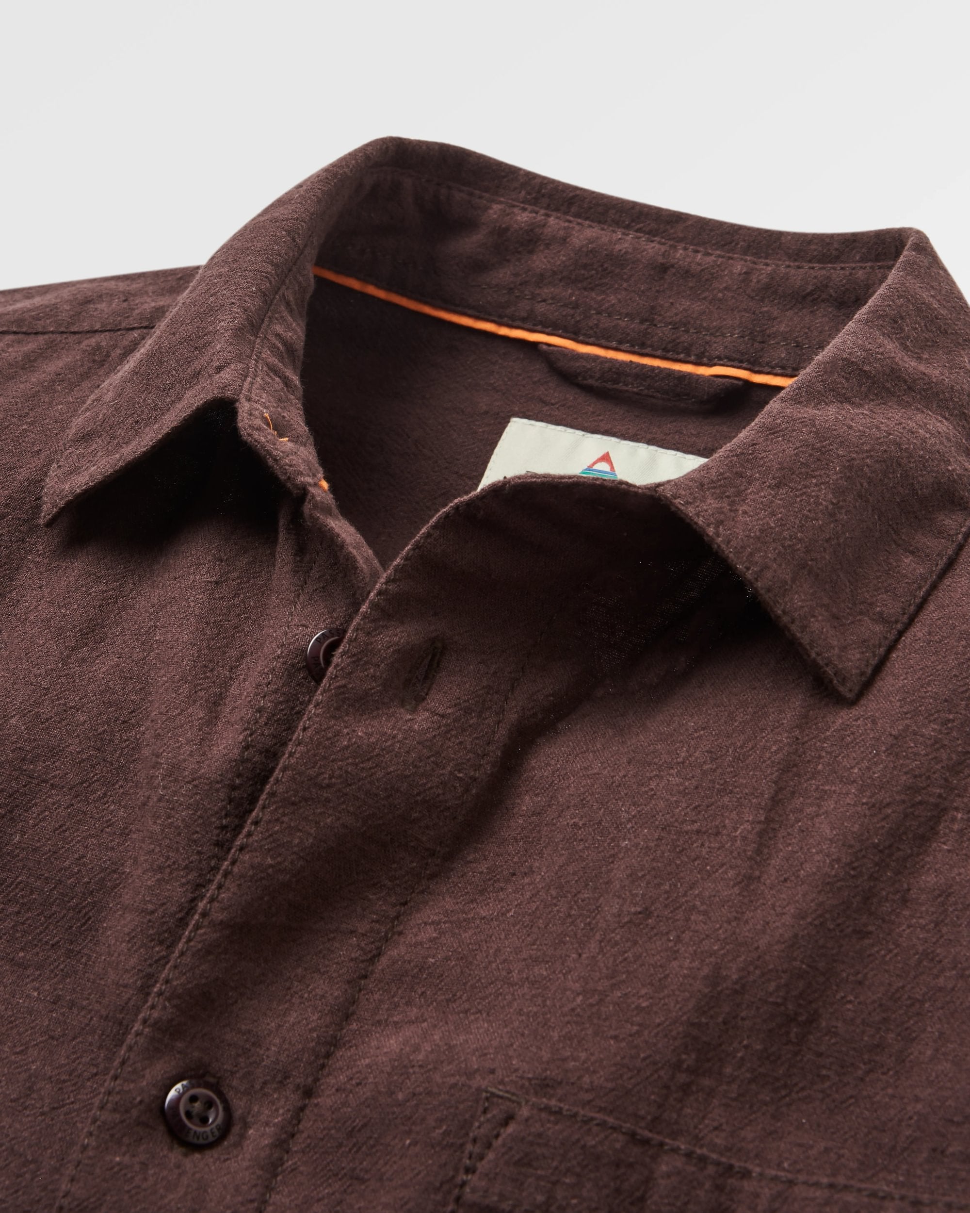 Arica Textured Organic Cotton Shirt - Espresso - Flatlay