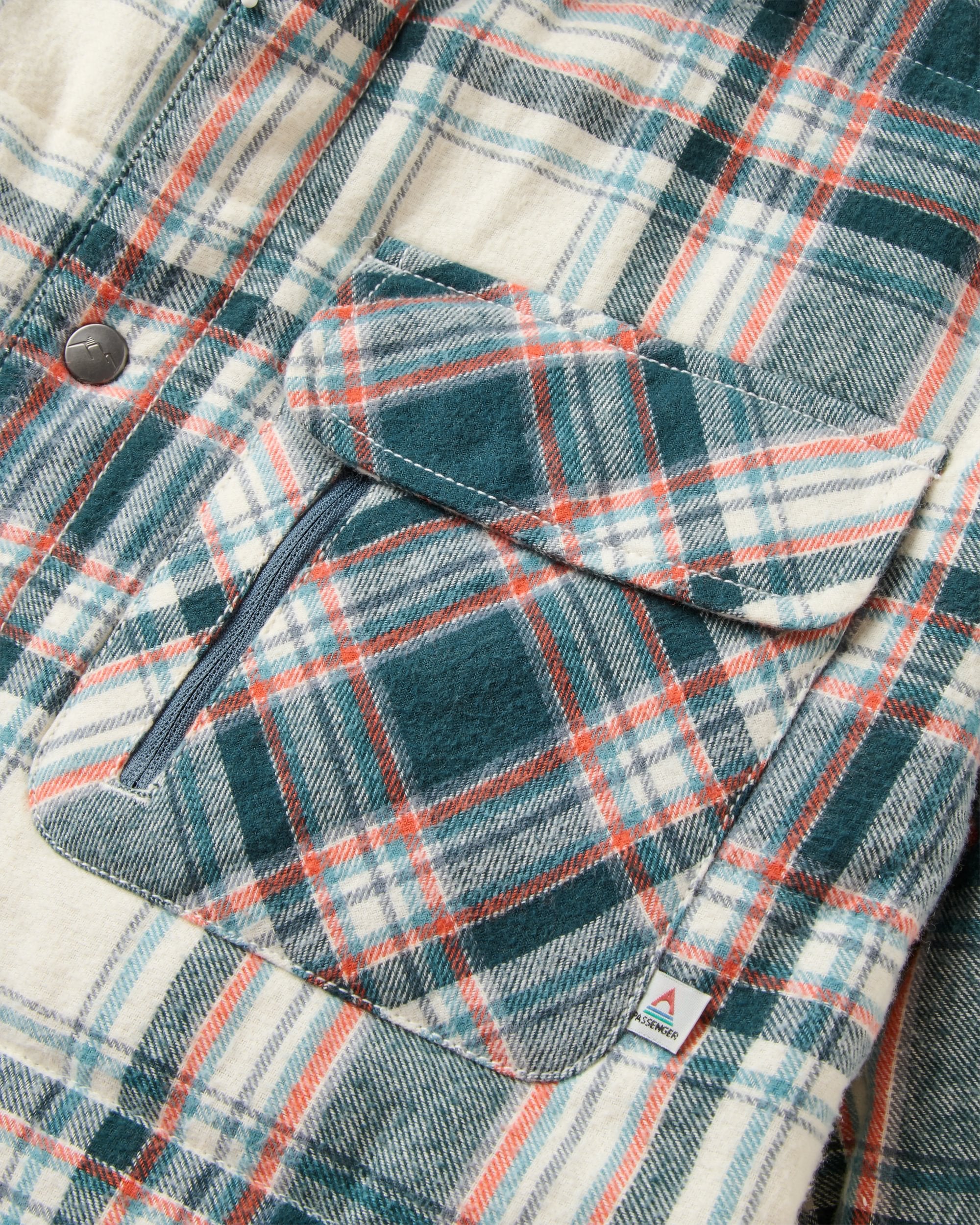 Taranaki Quilted Overshirt - Off White/Dark Fern Check - Flatlay