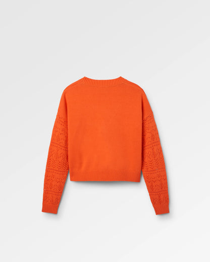 Grace Open Knit Cardigan - Ember Orange - Flatlay