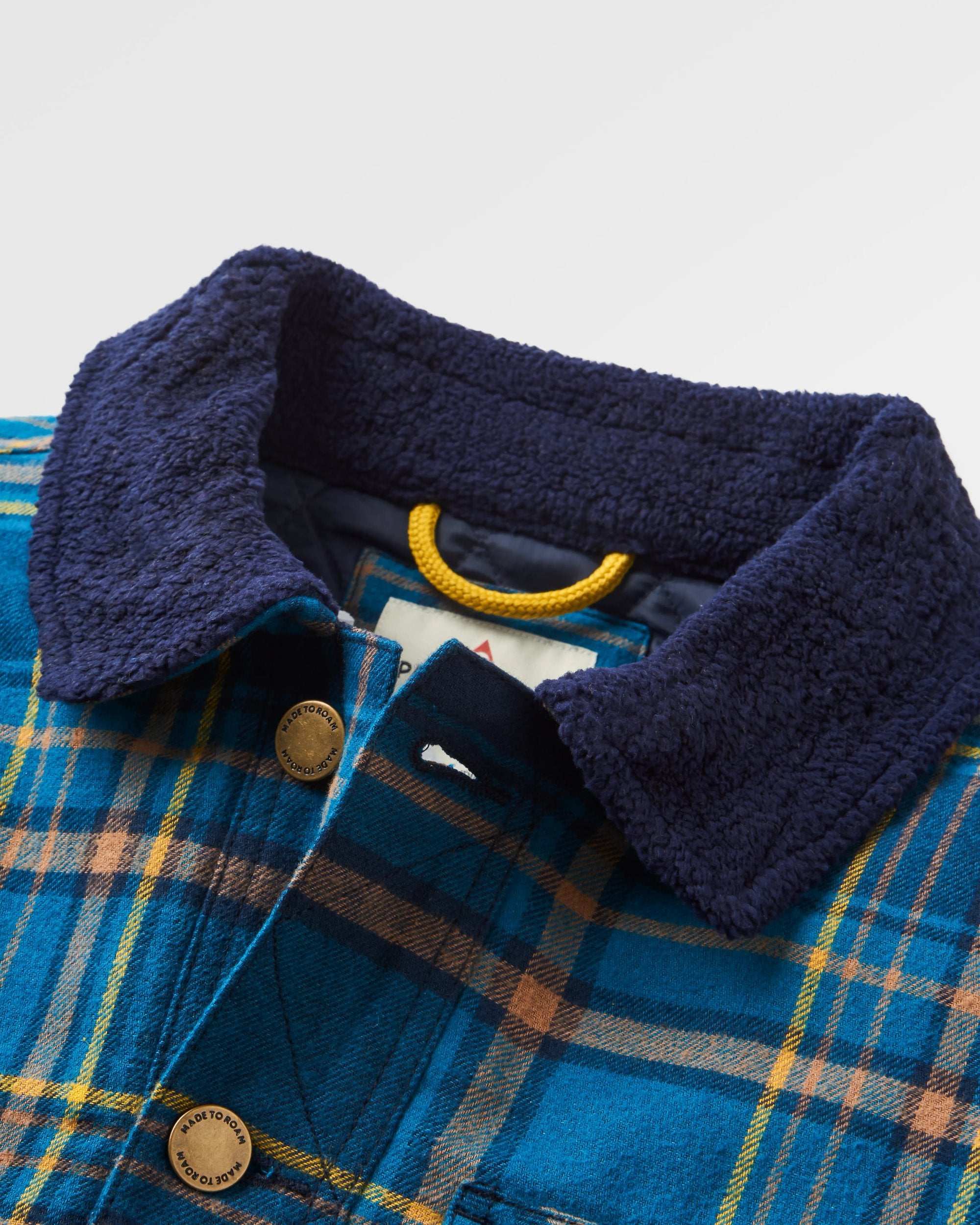 Falcon Organic Cotton Jacket - Tidal Blue Check  - Flatlay