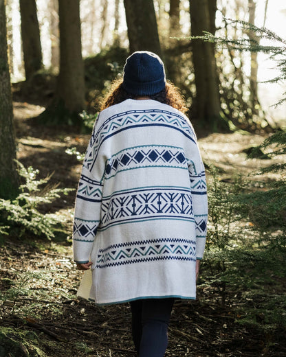 Whimsical Recycled Knit Cardigan - Homespun Stripe Off White - Lifestyle